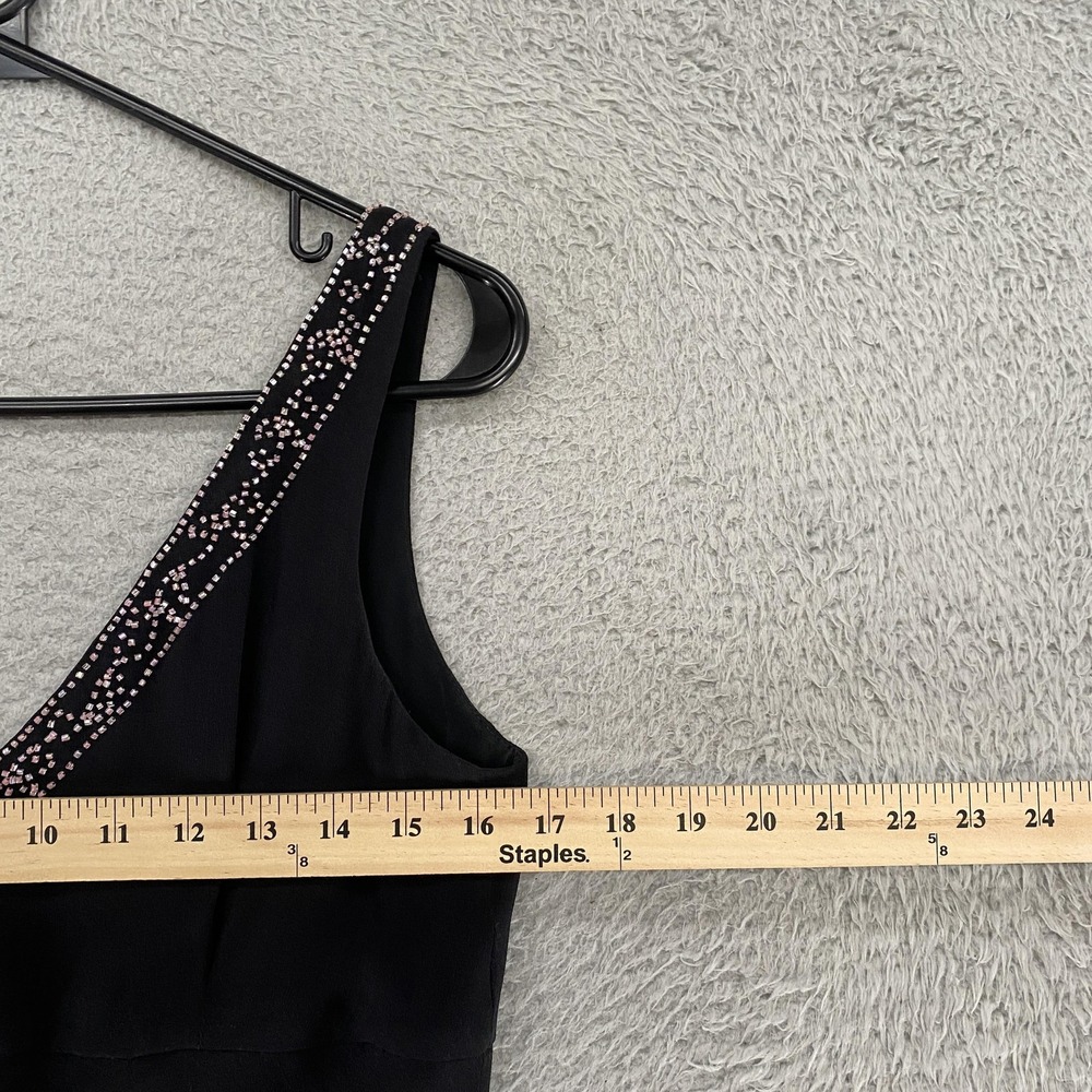 Ann Taylor Y2K Dress Womens 10 Babydoll Black Beaded Silk Midi Slip Fairy Prom - Picture 5 of 13